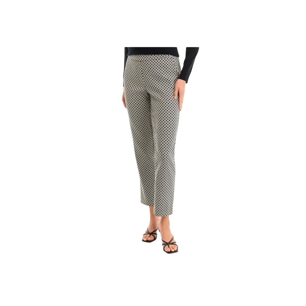 Banana‎ Republic Sloan Crop Pants Womens 12 Black White Diamond Geometric 455883